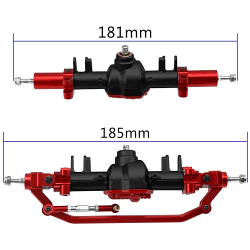 Metal Front & Rear Portal Axle Set Upgrades Parts Compatible with 1/12 MN128 G500 MN86K MN86KS MN86S RC Crawler Car (Black) - color: Black