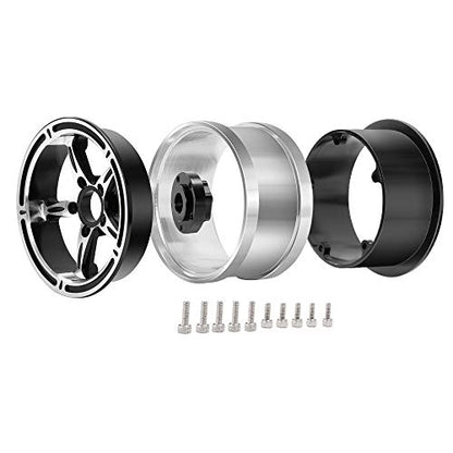 Aluminum Alloy 2.2" Beadlock Wheels/Rims for 1/10th RC Crawler Truck Car Axial Wraith-Pack of 4 (Silver+Black)