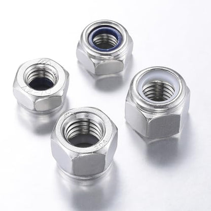 Wensilon(50pcs) M6 Self Clinching Nuts 304 Stainless Steel Self-Lock Nylon Inserted Hex Lock Nuts - size: M6