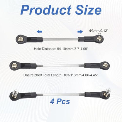 MECCANIXITY 4Pcs Adjustable Turnbuckles Camber Link, 94-104mm Turnbuckle Rod Steering Servo Linkage with M3 Ball Head Rod Ends for RC Car Replace Parts - size: 94-104mm