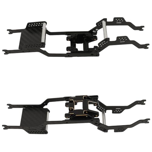 Carbon Fiber Chassis Kit Frame Girder with Brass Skid Plate for 1/18 RC Crawler TRX4M Bronco LCG Upgrade Part (with Skid Plate)