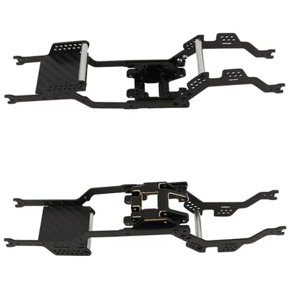 Carbon Fiber Chassis Kit Frame Girder with Brass Skid Plate for 1/18 RC Crawler TRX4M Bronco LCG Upgrade Part (with Skid Plate)