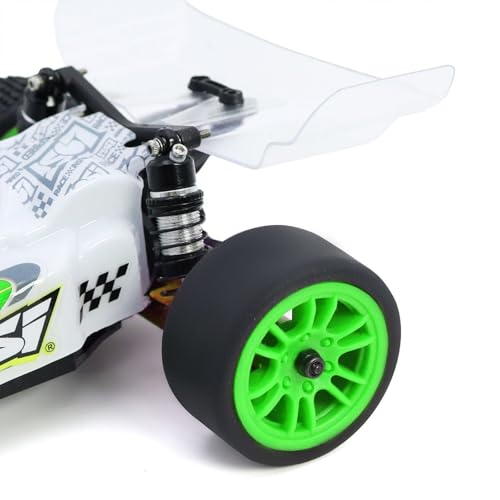 4PCS Finished Flat Running Drift Tires and Wheels 7MM Hexagon for 1/24 Losi Micro B Upgrades and 1/28 Losi Micro T Upgrades (b Green) - color: B Green