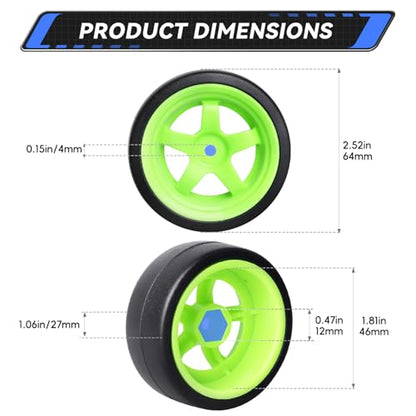 1/10 RC Drift Tires and Wheels 12mm Hex Hard Tyre for RC Drifting Car, Also Fit 1/12 1/14 1/16 Scale Models, Set of 4