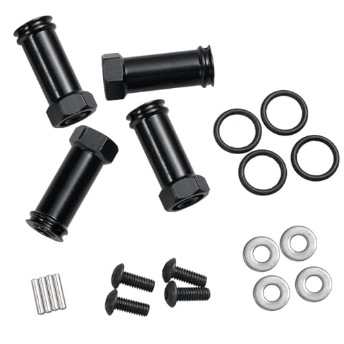 4Pcs/Set Aluminum 12mm Wheel Hex Hub Adapters 25mm/30mm Extension Hex Drive Adapter Combiner Compatible with 1/10 RC Crawler Axial SCX10 Wraith Upgrades (Black - 30mm Offset Extension) - color: Black - 30mm Offset Extension