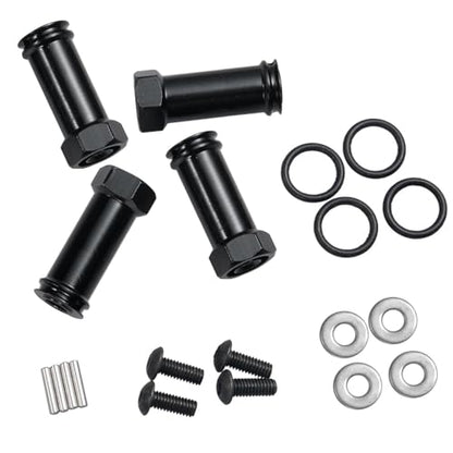 4Pcs/Set Aluminum 12mm Wheel Hex Hub Adapters 25mm/30mm Extension Hex Drive Adapter Combiner Compatible with 1/10 RC Crawler Axial SCX10 Wraith Upgrades (Black - 30mm Offset Extension) - color: Black - 30mm Offset Extension