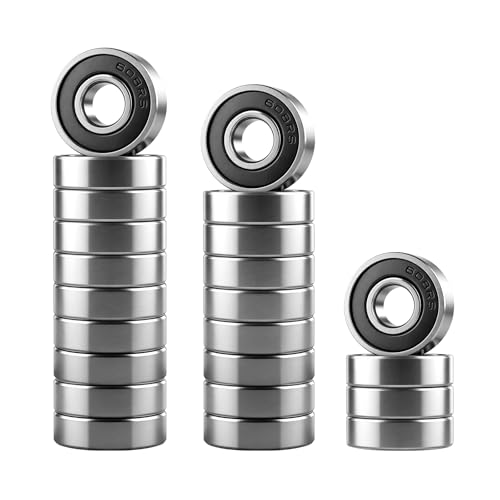 50 Pcs 608 2RS Ball Bearings,Bearing Steel and Double Rubber Sealed Miniature Deep Groove Ball Bearings (8mm x 22mm x 7mm) for 3D Printer, Skateboards, Electric Motor, Scooters
