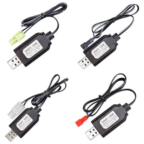 2Pack 7.2V USB Charging Cable with JSTs/SM2.0 2P Connectors Plug Replacement for 7.2V NiCd NiMh Battery