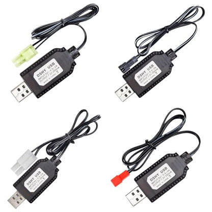 2Pack 7.2V USB Charging Cable with JSTs/SM2.0 2P Connectors Plug Replacement for 7.2V NiCd NiMh Battery