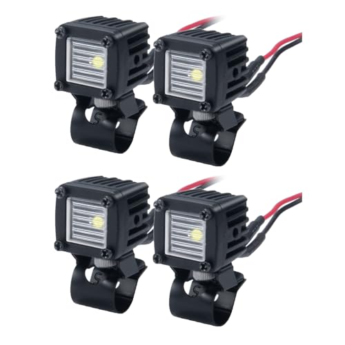 4PCS RC Spot Beam Square LED Cubes Offroad Driving Lights RC Light Bar LED Housing Lens Spotlight Compatible with 1/10 RC Car TRX4 TRX6 Axial SCX10 90046 RR10 D90 (D-Striped) - color: D-Striped
