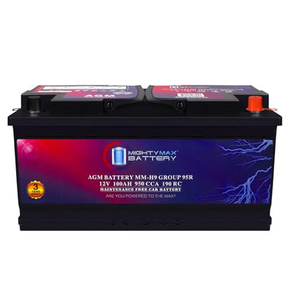 Mighty Max Battery MM-H9 Start and Stop Car BCI Group 95R 12V 100AH, 190RC, 950CCA Rechargeable AGM Car Battery - style: Group 95R