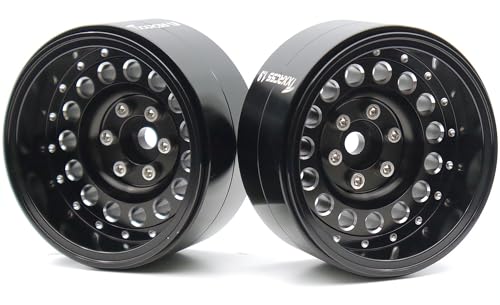 RC 1.9 Inch Beadlock Wheels Negative Offsets 10mm Rims Hex 12mm Aluminum Wheel for TRX4 TRX6 SCX10 Gen8 1/10 RC Crawler Remote Control Car Upgrades Accessories 4pcs (Black) YK1906 - color: Black
