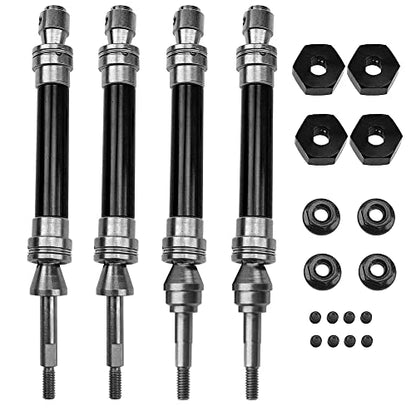 Front & Rear Universal Drive Shaft CVD w/Wheel Hex Hub Compatible with 1/10 Traxxas Slash VXL 4x4 /Stampede VXL 4X4/Hoss VXL 4X4 RC Car Upgrade Part (Black) - color: Black