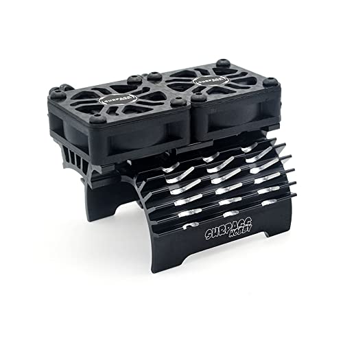 56mm RC Motor Cooling Fans, Hobby Twin Fan with Metal Heatsink for 1/8 1/10 RC Car 3650 3660 540 550 (56mm Black for 55/56/58mm Motor) - style: 56mm Black for 55/56/58mm Motor