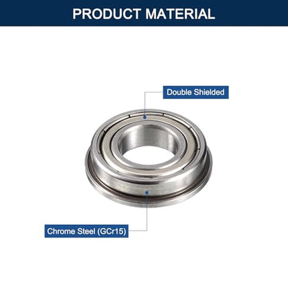 F6902ZZ Flanged Ball Bearing, ID 15mm x OD 28mm x Width 7mm Double Metal Shielded Deep Groove Bearings, Pre-Lubricated (GCr15) Chrome Steel 10pcs - size: F6902ZZ 15mmx28mmx7mm