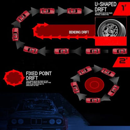 1:16 Scale RC Drift Car, 30KM/H 4WD 2.4GHz Remote Control Cars with LED Light, Racing and 4 Drifting Wheels, 3 Rechargeable Batteries, Perfect Toy Gift for Teen Adults Red - color: Red, size: 3 battery