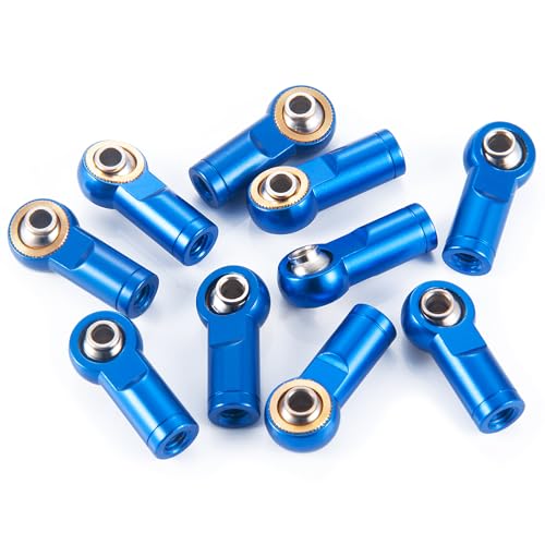 QUE-T 10Pcs Metal Left-Hand Thread Link Rod End M4 Ball Joint Head for RC Crawler Car Boat (Blue) - color: Blue