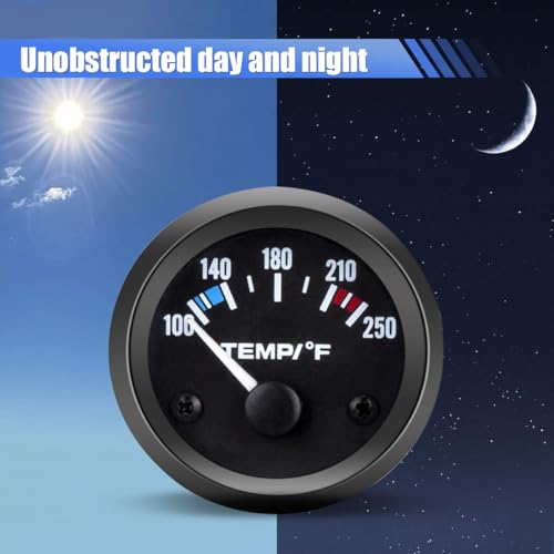BDZMC 2" 52mm DC12V Car Water Temperature Gauge, 100-250℉ Water Temp Gauge Meter Kit with LED Backlight and Sensor, Fit for Car Truck Boat Marine Ship