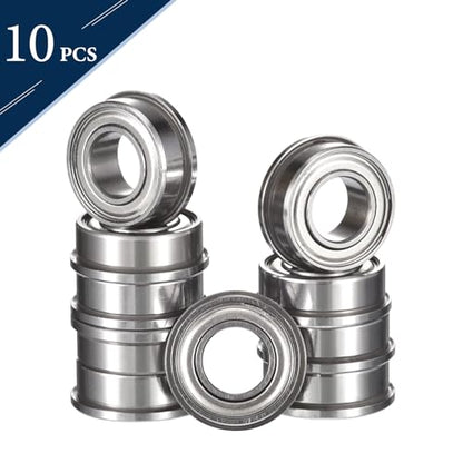 FR168ZZ Flanged Ball Bearing, ID 1/4" x OD 3/8" x Width 1/8" Miniature Bearings, Double Metal Shielded Deep Groove Bearings, Pre-Lubricated (GCr15) Chrome Steel 10pcs - size: FR168ZZ 1/4"x3/8"x1/8"