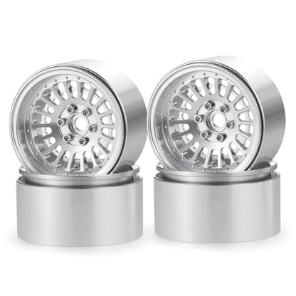 2.2" Beadlock Wheels RC Aluminum Rims for AXIAL Wraith RR10 TRX4 SCX10 Redcat Gen8 1/10th RC Crawler Truck Car (Silver) - color: Silver