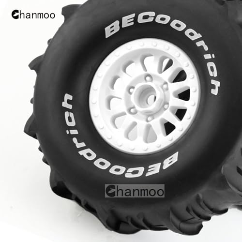 1/7 1/8 RC Short Course Truck Car Tires and Wheels Rims 17mm Hex Snow Sand Buggy Desert Tyres with Foam Insert for 1:7 Scale RC Off Road Truck Car TRAXXAS UDR 85086-4 4Pcs (A White) - color: A White