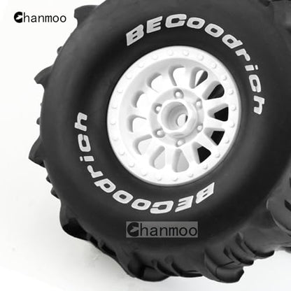 1/7 1/8 RC Short Course Truck Car Tires and Wheels Rims 17mm Hex Snow Sand Buggy Desert Tyres with Foam Insert for 1:7 Scale RC Off Road Truck Car TRAXXAS UDR 85086-4 4Pcs (A White) - color: A White