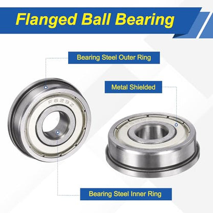 uxcell 5Pcs F629ZZ Flanged Ball Bearings, 9 x 26 x 8mm Double Shielded Chrome Steel Deep Groove Bearing, ABEC5 - size: F629ZZ 9 x 26 x 8mm