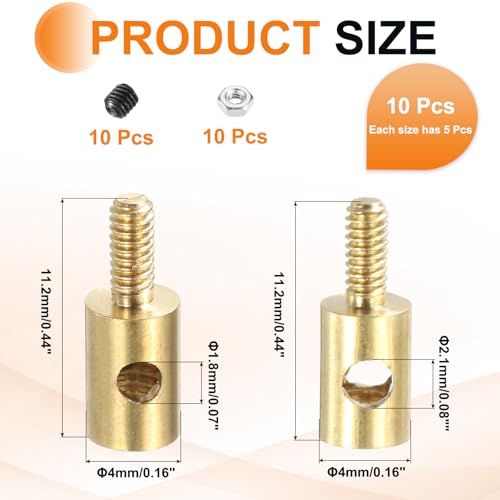 MECCANIXITY Linkage Stoppers Connecting Servo Arm, Push Rod with Nut and Screw for RC Airplane, D4x1.8mm D4x2.1mm 10 Pcs - size: D4x1.8mm; D4x2.1mm