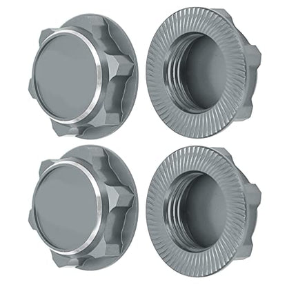 17mm Hex Wheel Nuts, 4pcs Aluminum Alloy 17mm Self Lock Hex Wheel Nuts Adapter Dustproof Caps for 1/8 RC Car Track Wheel Rims (Grey) - color: Grey