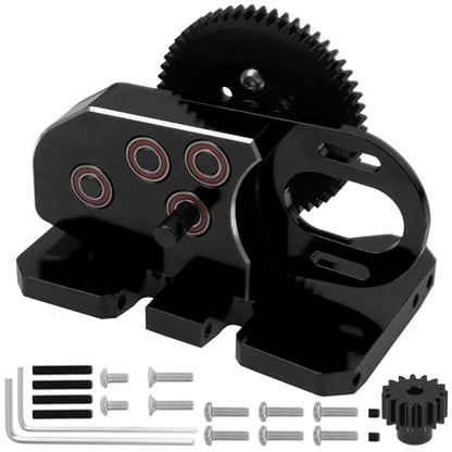 ShareGoo Aluminum 2Low Gearbox Middle Transmission w/Overdrive Gear for LCG Chassis Compatible with Axial SCX10 II III 90046 Capra TRX4 1/10 RC Crawler (Black) - color: Black