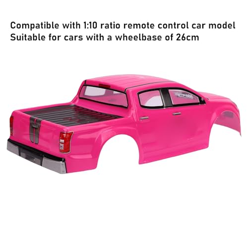 Vikye 1/10 RC Truck Body Shell, Lightweight Clear Pattern Replacement RC Car Shell with Precise Fit, for 26cm Wheelbase Remote Control Vehicles (Pink) - color: Pink