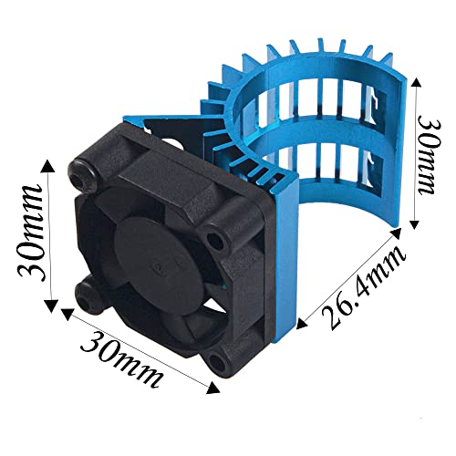 ShareGoo Aluminum 380 390 Motor Heatsink with Cooling Fan Electric Engine Heat Sink Compatible with HSP HPI Wltoys Himoto Redcat 1/16 1/18 RC Car (Blue) - style: Blue