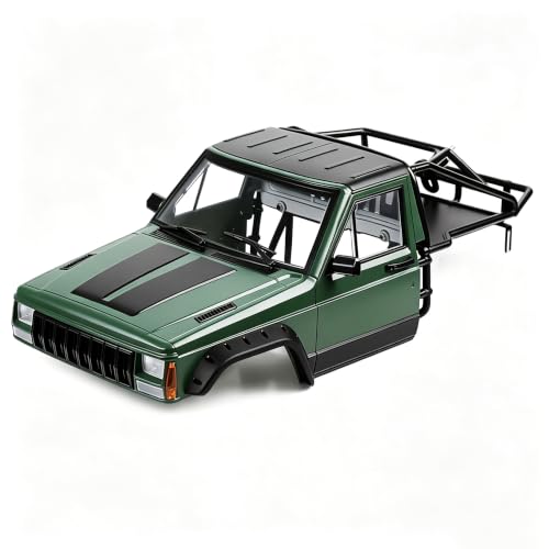 Hard Plastic RC Crawler Body Cab & Back-Half Cage Body Car Shell Upgrades Part for 1/10 RC Crawler Car for Axial SCX10 II 90046 TRX4 Redcat GEN8 (Army Green) - color: Army Green