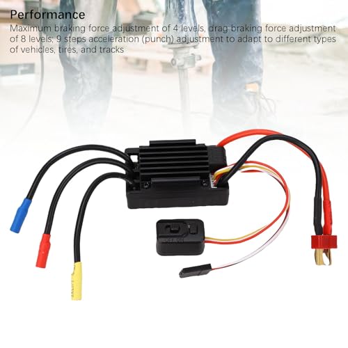 FTVOGUE 35A Brushless ESC Electronic Speed Controller for RC Cars with 4 Level Brake 8 Level Drag Brake for 1/10 Scale Short Course Trucks Buggies