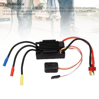 FTVOGUE 35A Brushless ESC Electronic Speed Controller for RC Cars with 4 Level Brake 8 Level Drag Brake for 1/10 Scale Short Course Trucks Buggies
