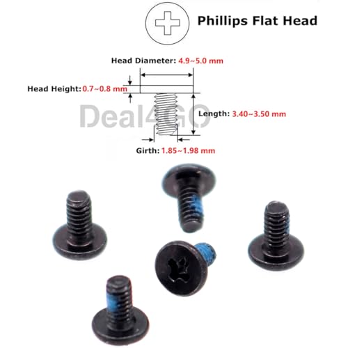 Deal4GO M2x3.5mm M.2 SSD Flat-Head Phillips Screw Replacement for Dell HP ASUS Acer Lenovo Razer Blade Laptop Board Bottom Cover - Black - size: M2x3.5mm