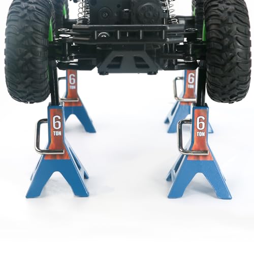 4 Pack 1/10 Remote Control Car Scale Metal Jack Stand Repair for Traxxas TRX4 Axial SCX10 1/10 RC Climbing Car,Note: for 1:10 RC Cars only, not for Real Cars(Blue) - color: Blue