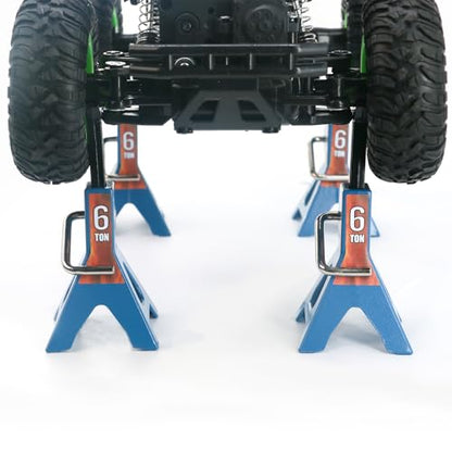 4 Pack 1/10 Remote Control Car Scale Metal Jack Stand Repair for Traxxas TRX4 Axial SCX10 1/10 RC Climbing Car,Note: for 1:10 RC Cars only, not for Real Cars(Blue) - color: Blue