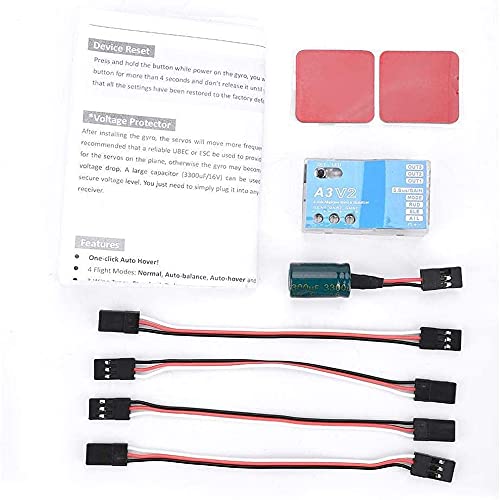 Jadeshay RC Flight Controller, F50A 3 Axle Gyro A3 V2 Flight Controller Stabilizer System with Four Flight Modes for RC Fixed Wing Airplane Enthusiasts