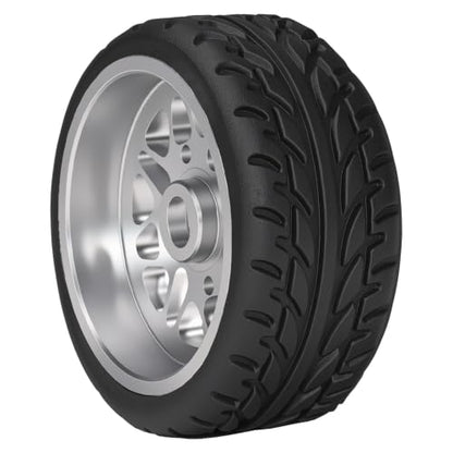 4Pcs 25mm Rc Drift Wheels & Logo Drift Car Tires for 1/24 1/28 Wltoys, [2N+2W] Aluminum Alloy Rims with High Grip Tires Simulated Tire Tread Racing Tyre for Mini-Q HGD1 Wltoys K969 K989 k929(Silver) - color: 1.silver
