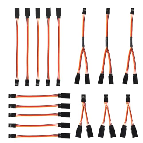 10pcs Servo Extension Cable & 6pcs Y Harness Splitter | 3.14in 6.69in Y Wire Harness Connector 4.72in 6.61in Male to Female for RC Car Drone Compatible with JR Futaba Spektrum - style: Style 2