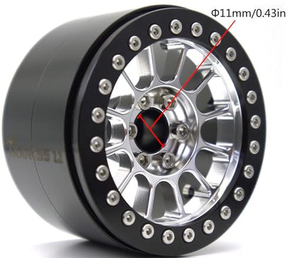 200g Super Heavy 2.2 Beadlock Wheels Rims for 1/10 RC Crawler 4pcs (Silver Black) - color: Silver Black