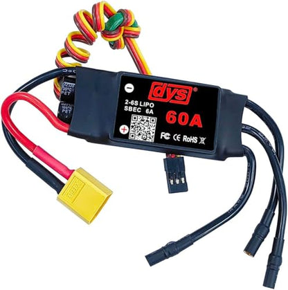 DYS 60A 2-6S Brushless ESC with 5V/6A SBEC with XT60 & 3.5mm Plug for RC Fixed-Wing Aircraft Helicopter - color: Dys-60a-esc