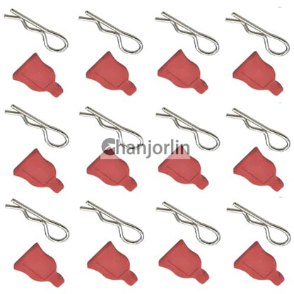 12 Pcs RC Car Universal RC Body Clips with Pull Tabs Car Clips R Clips Compatible with 1/8 1/10 1/12 RC On Road Car Crawler Truck Buggy Shell Replacement Parts TT02 Axial SCX10 (Red) - color: Red