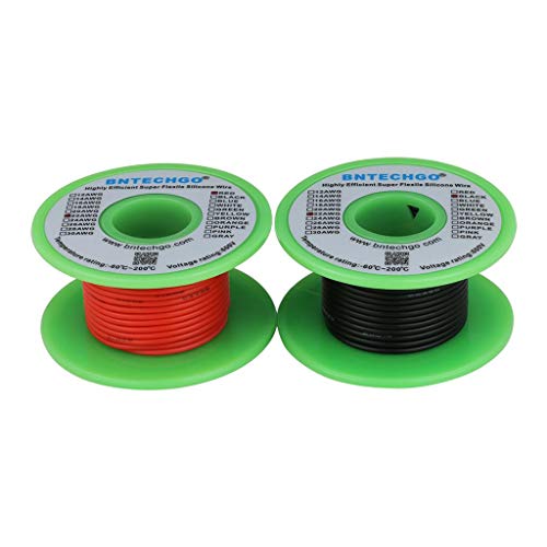 BNTECHGO 22 AWG Silicone Wire Red Black 25ft Stranded Tinned Copper Wire | Flexible 22 Gauge Stranded Wire Silicone Rubber Insulation For RC Models, Drone, Robot, LED Lighting Systems, 3D Printer, DIY - color: 22 gauge silicone wire red and black, size: 2