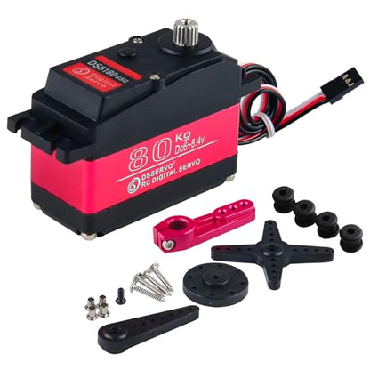 80KG High Torque RC Servo DS5180, Large Size PWM Control Servo, Stainless Steel Gear, 270° Control Steering Motor for 1/5 RC Vehicles, Crawlers, Robots, Boats - style: 80KG - 270 Degree