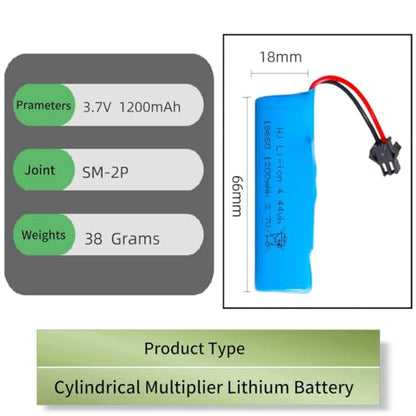 Rc Car Battery - 2 Pack 3.7V 1200mah Li-ion Batteries Rechargeable for Double Sided Rc Stunt Car RC Trucks Small RC Boat Remote Control Toy Cars E35 DE38 DE40 DE50 with USB