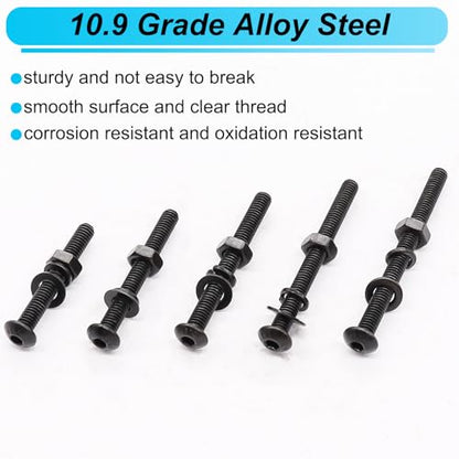 220PCS Black M4 Button Head Hex Socket Cap Screws, M4 x 30/35/40/45/50mm Metric Screws Bolts Nuts Washers Assortment Kit, 10.9 Grade Alloy Steel - size: M4 x 30/35/40/45/50mm, style: Button Head