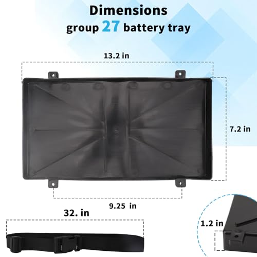 Group 27 Battery Tray for Automotive, Marine, Rv, Boat Battery Tray, Series With Strap Battery Tray for Boat, (27 Series) - size: 27 Series 1Pack