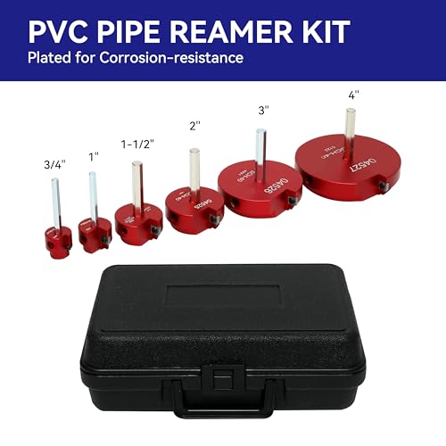 HFS(R) 6Pcs PVC Pipe Reamer Tool, 3/4",1",1-1/2",2",3",4" - Fits 1/2" Drill, PVC Fitting Saver & Plastic Pipe Fitsting Reamer Socket Saver Plumbing Tool for Schedule 40 Plastic Pipes - size: 3/4",1",1-1/2",2",3",4"